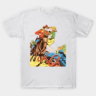 Colorful Cowboy Girl Horse Retro Vintage Comicbook T-Shirt